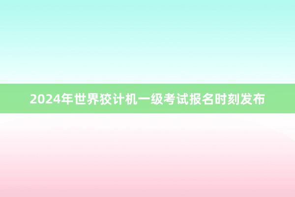 2024年世界狡计机一级考试报名时刻发布