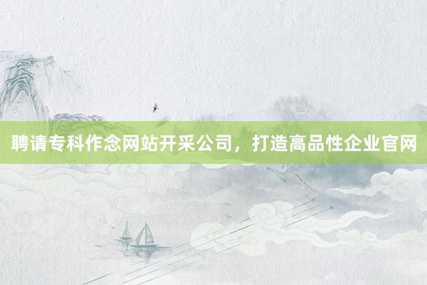 聘请专科作念网站开采公司，打造高品性企业官网