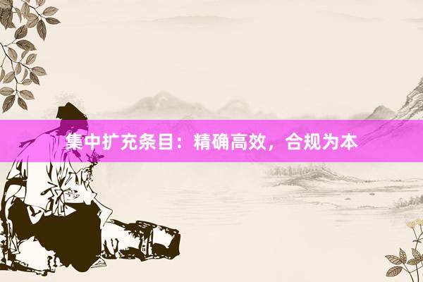 集中扩充条目：精确高效，合规为本