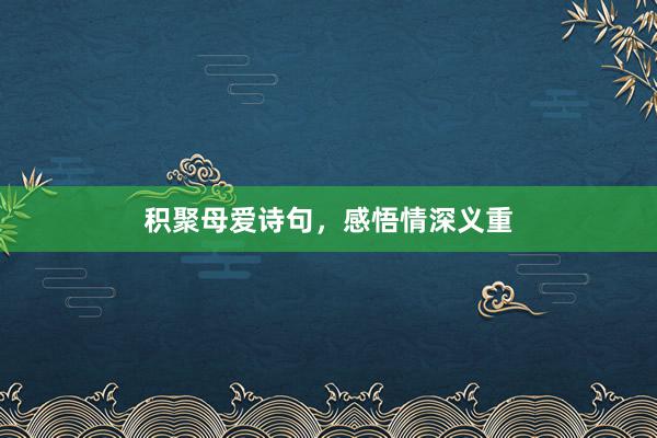 积聚母爱诗句，感悟情深义重
